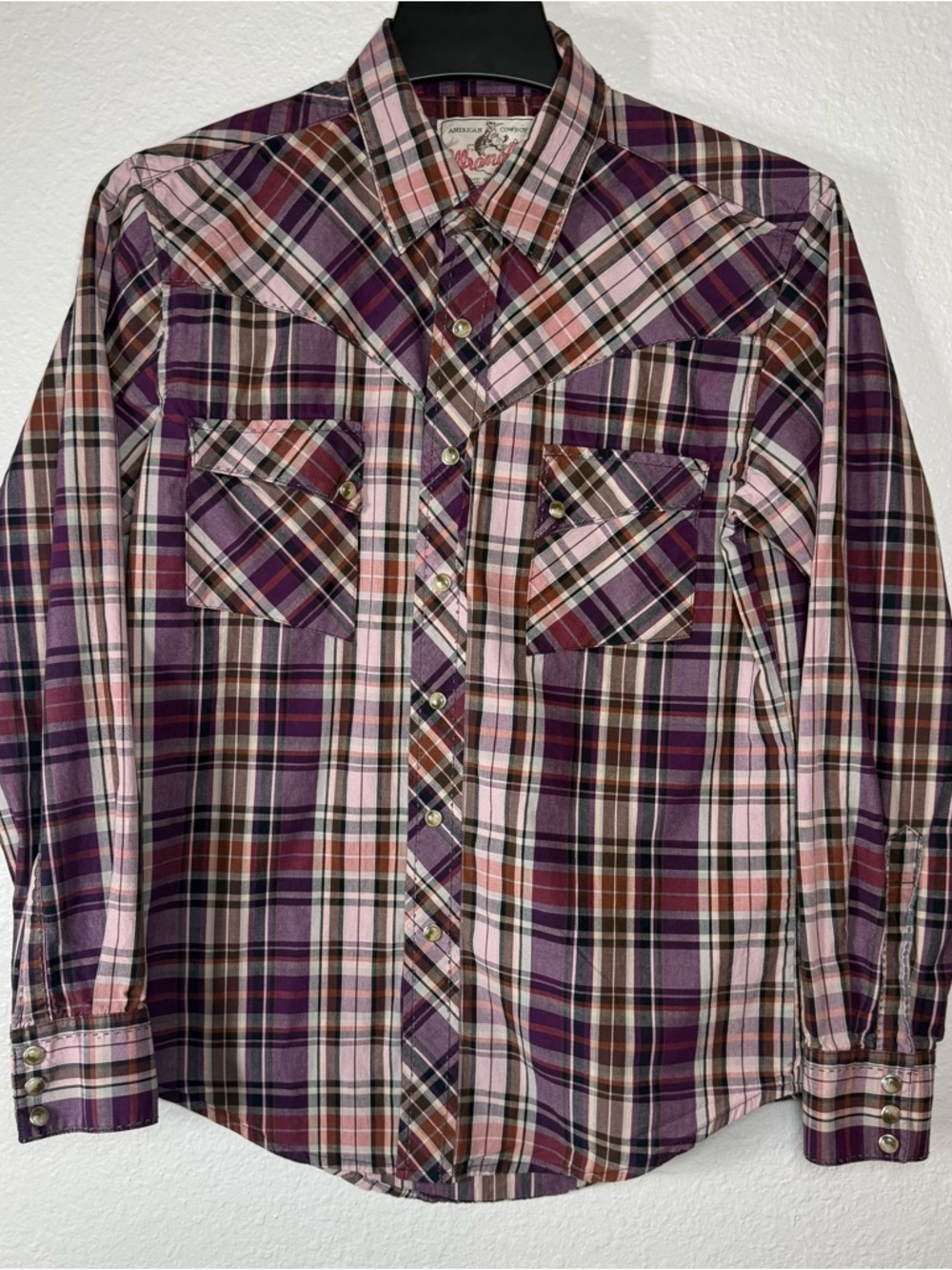 Western Plaid Snap-Front Shirt in Purple and Pink